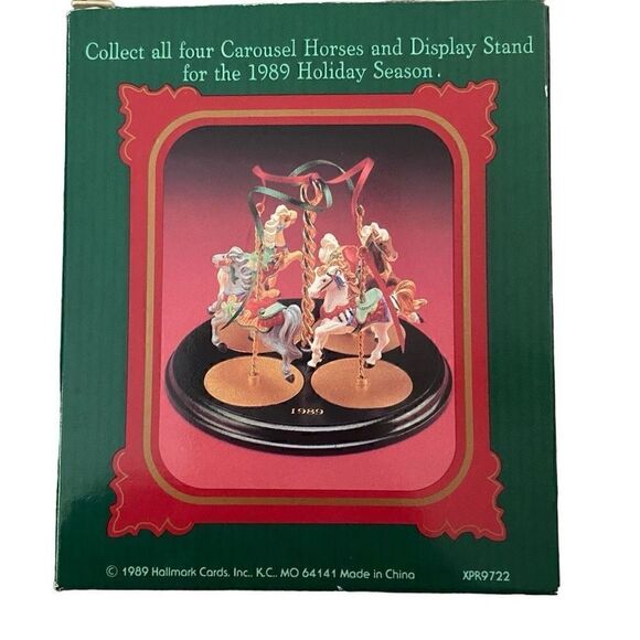 Hallmark Christmas Carousel Horse Holly 1989 2nd in Collection of 4 Gray Horse - Picture 2 of 9